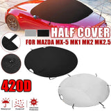 420D wasserdichte Halbgarage – UV-Schutz, staubdichtes silbernes/schwarzes Oberteil für Mazda MX-5