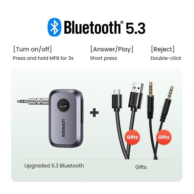 Bluetooth 5.3 Auto-Audio-Empfängeradapter mit 3,5-mm-AUX und Freisprechfunktion