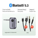 Bluetooth 5.3 Car Audio Receiver Adapter with 3.5mm AUX and Hands-Free Calling