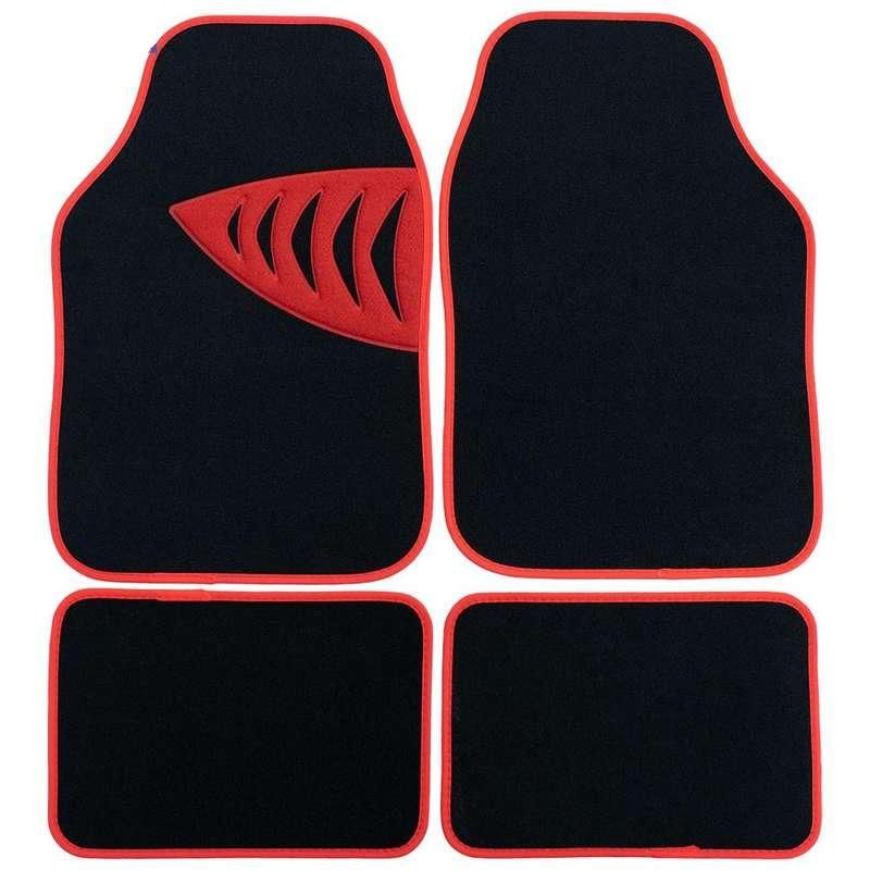 Alfombrillas universales para coche con borde rojo y patrón de branquias de tiburón