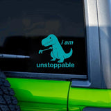 Calcomanía divertida para ventana de coche con diseño de dinosaurio "Soy imparable", pegatina de vinilo para entusiastas de JDM