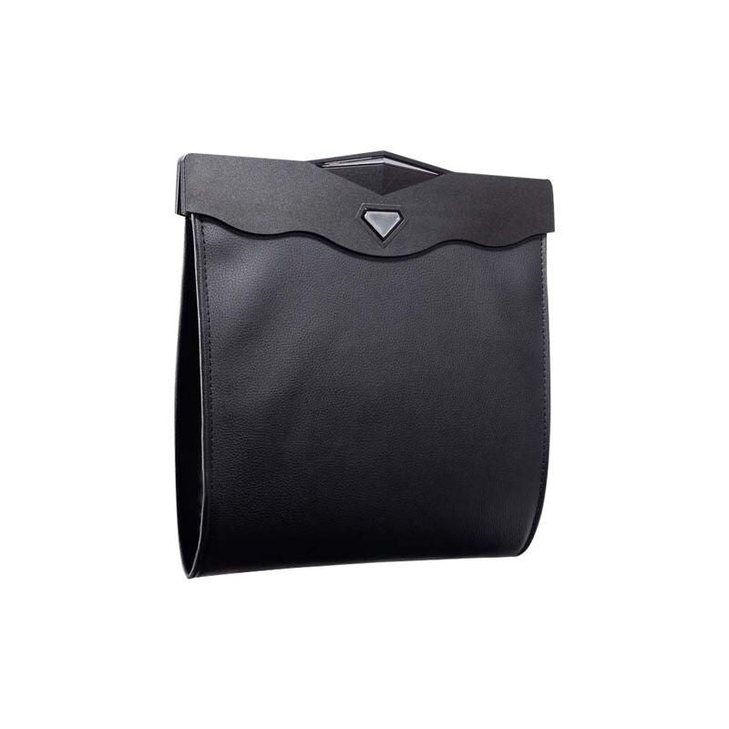LED-Lit Magnetic Car Trash Bin with Waterproof Leather Storage