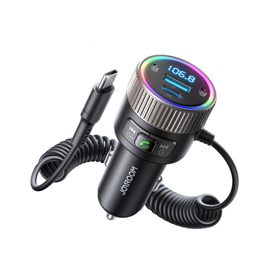 60W Bluetooth 5.4 FM Transmitter with Dual Mics and Fast Car Charging