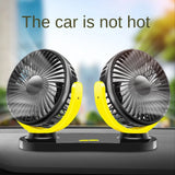 Ventilador de coche de doble cabezal de 12/24 V - Ventilador de refrigeración USB ajustable de 3 velocidades para automóvil