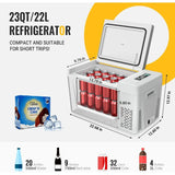 Refrigerador-congelador portátil para automóvil de 12 V y 23 cuartos de galón