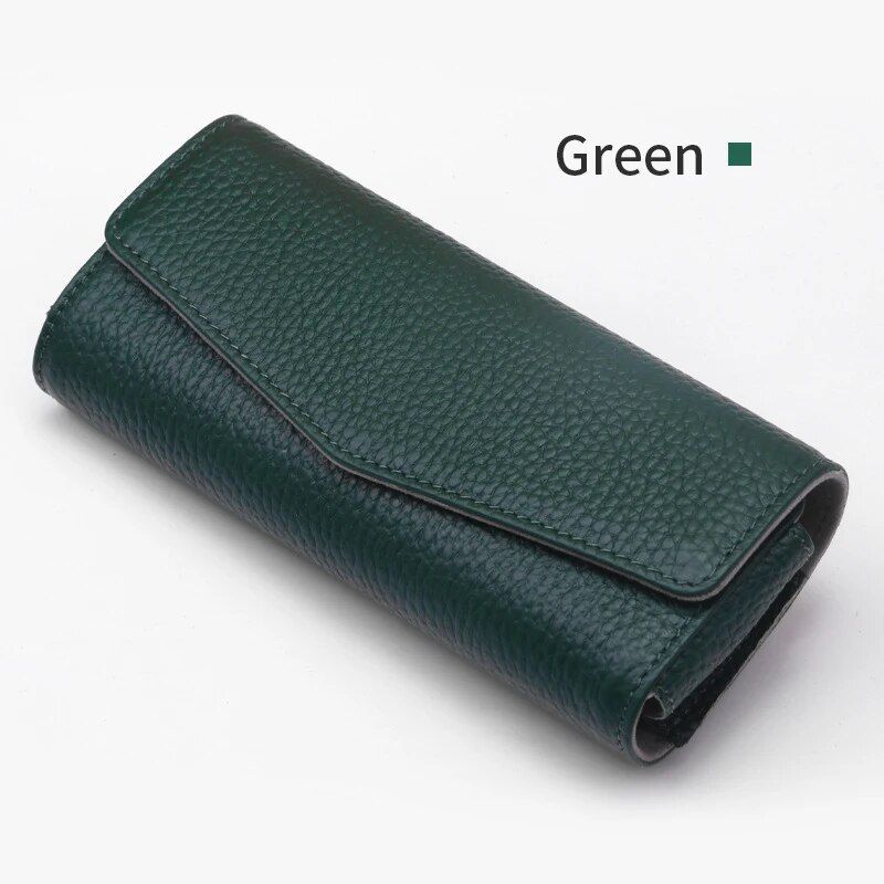Estuche de lujo para gafas de sol de cuero vacuno para visera de automóvil