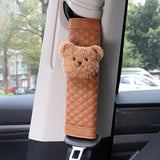 Cute Bear Car Seatbelt Cushion for Kids - Soft Leather Shoulder Strap Pad