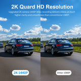 2K Dashcam mit 1440P Video, Sprachsteuerung &amp; 360°-Drehung, Nachtsicht