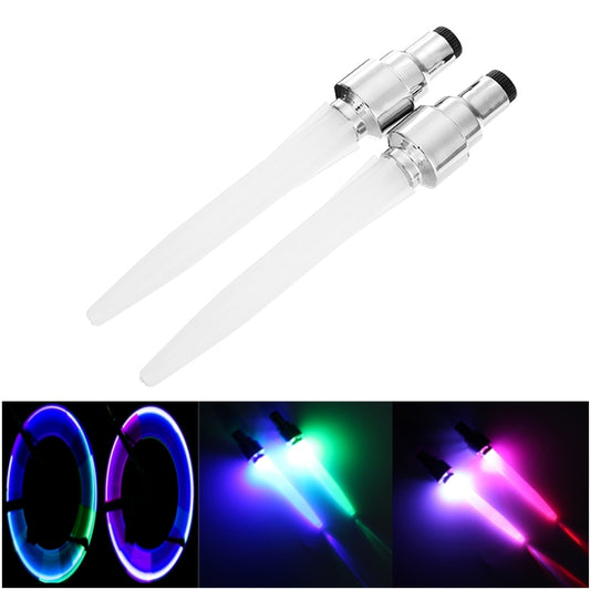 Ghost White 2pcs Motorcycle Tire Valve Neon LED Lights Colorful Lamps W/ Button Batteries