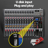 12 Channels Live Studio Audio Mixer Amplifier Professional USB Mixing Bluetooth - Auto GoShop