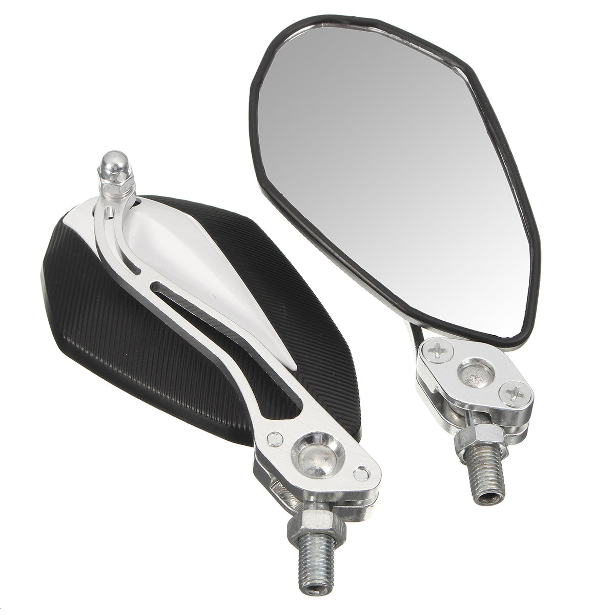 Motorcycle Rear View Side Mirrors Aluminum 10mm 8mm Screw Universal - Auto GoShop