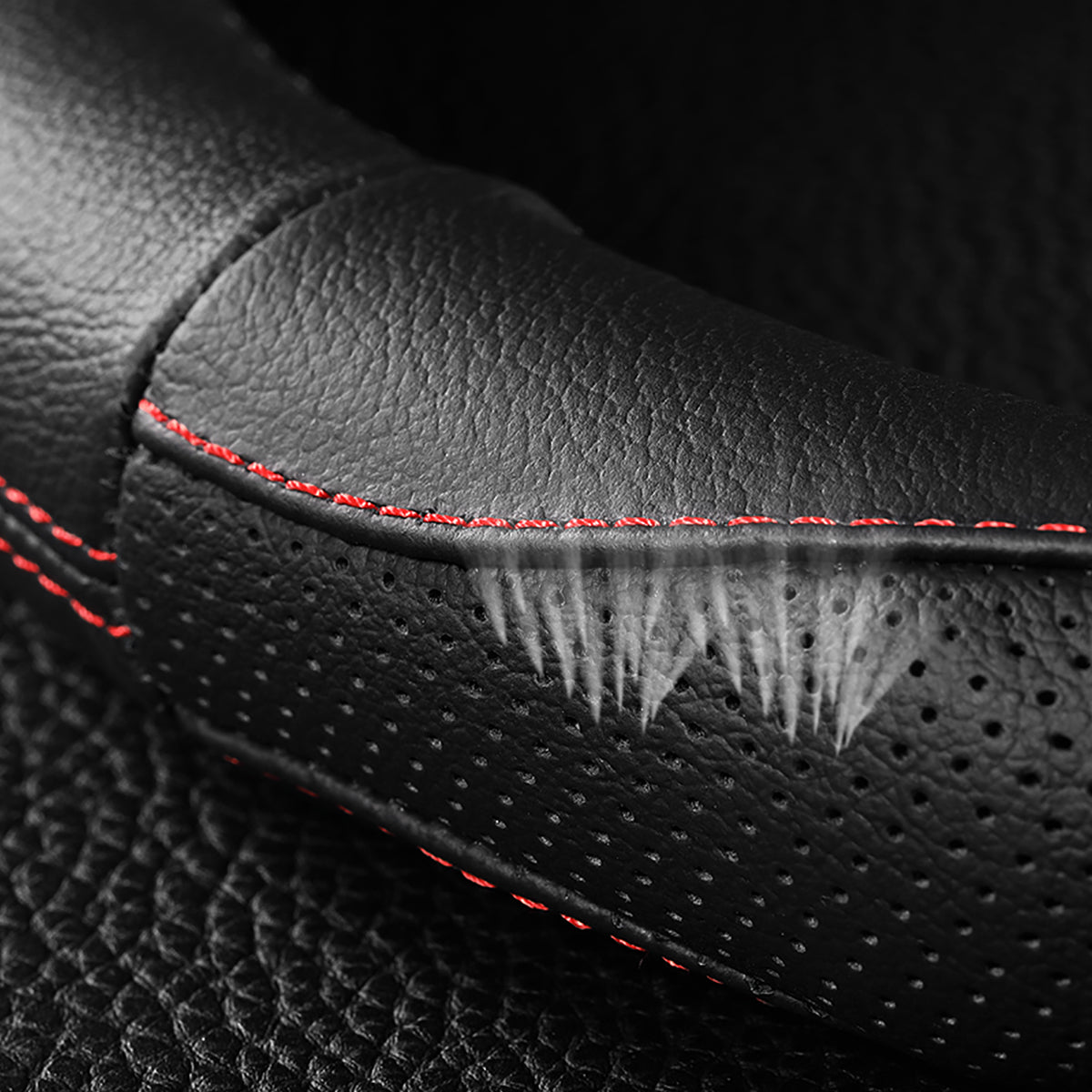 ROCK RPH0859 Car Steering Wheel Covers Genuine Leather Anti-slip Protector 37-38cm Universal - Auto GoShop