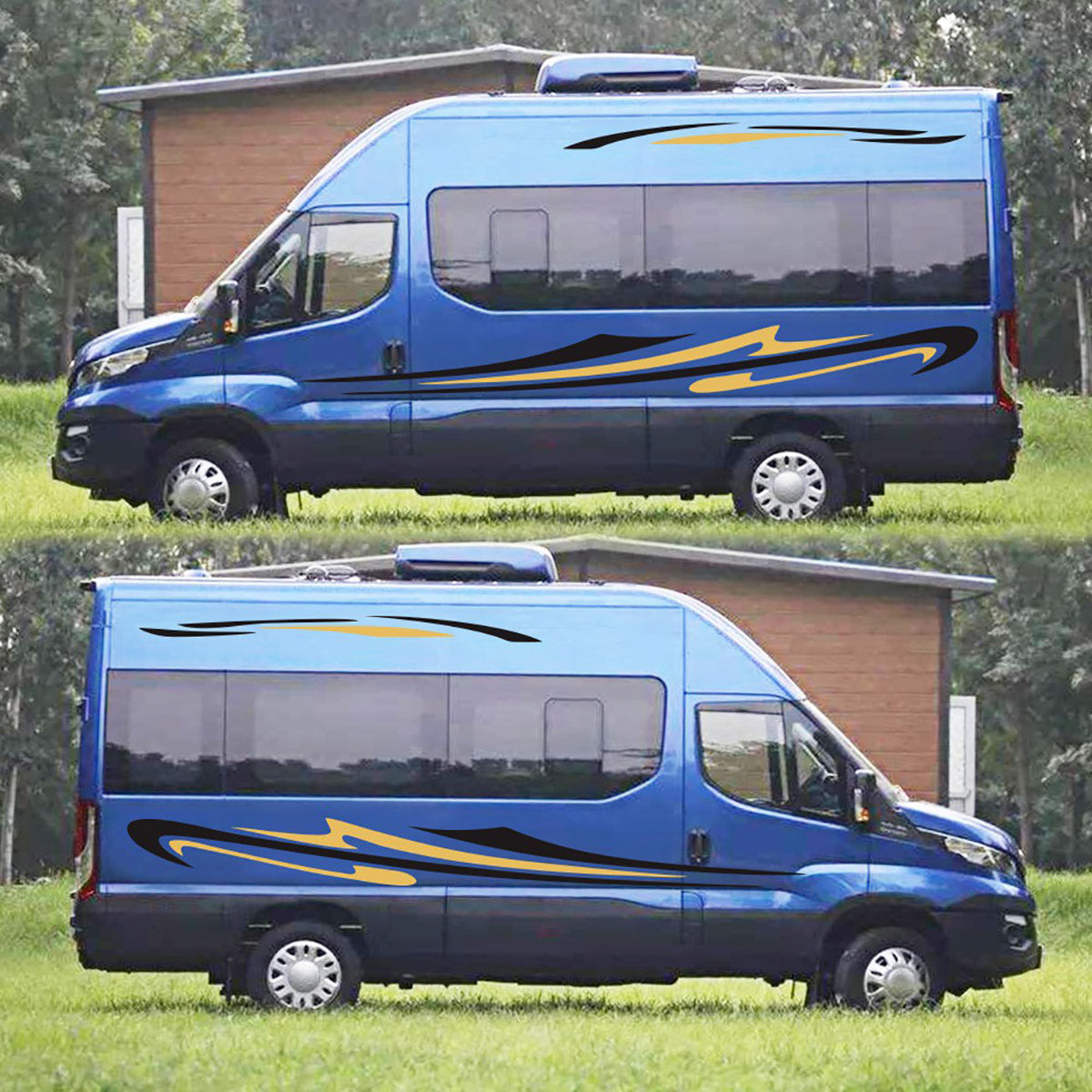 Light Blue Stripes Decal Vehicle Camper Caravan Motorhome Stickers For Mercedes Sprinter