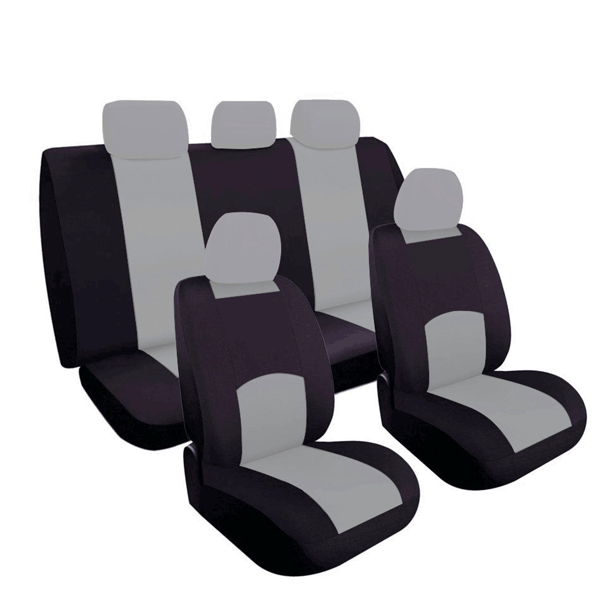 Black Universal Full Set Car Seat Covers Front Rear Fit For Sedan Truck SUV 5 Heads