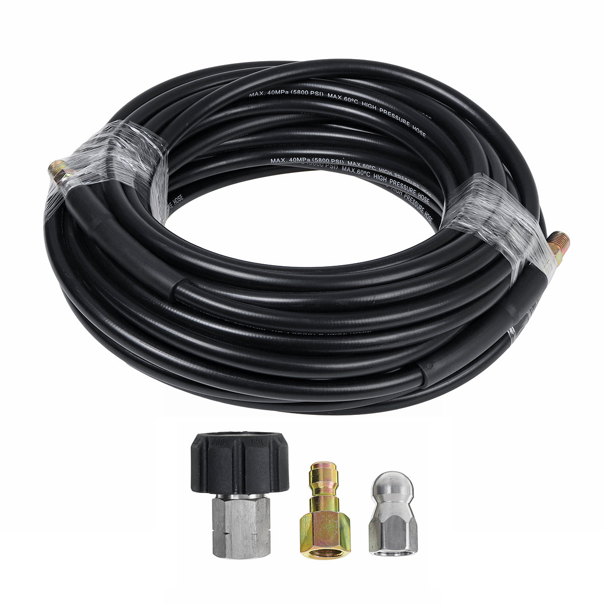 Black 5m/10m/15m/20m/25m/30m High Pressure Washer Water Pipe Hose With 3 Connectors