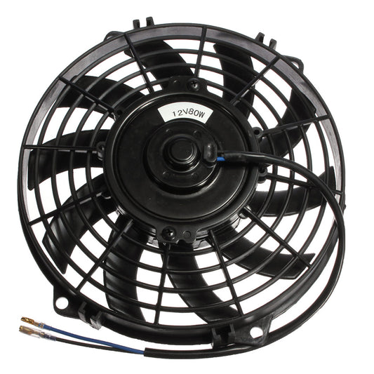 Black 9inch Slim Reversible Electric Radiator Cooling Fan Push Pull 12V 80W