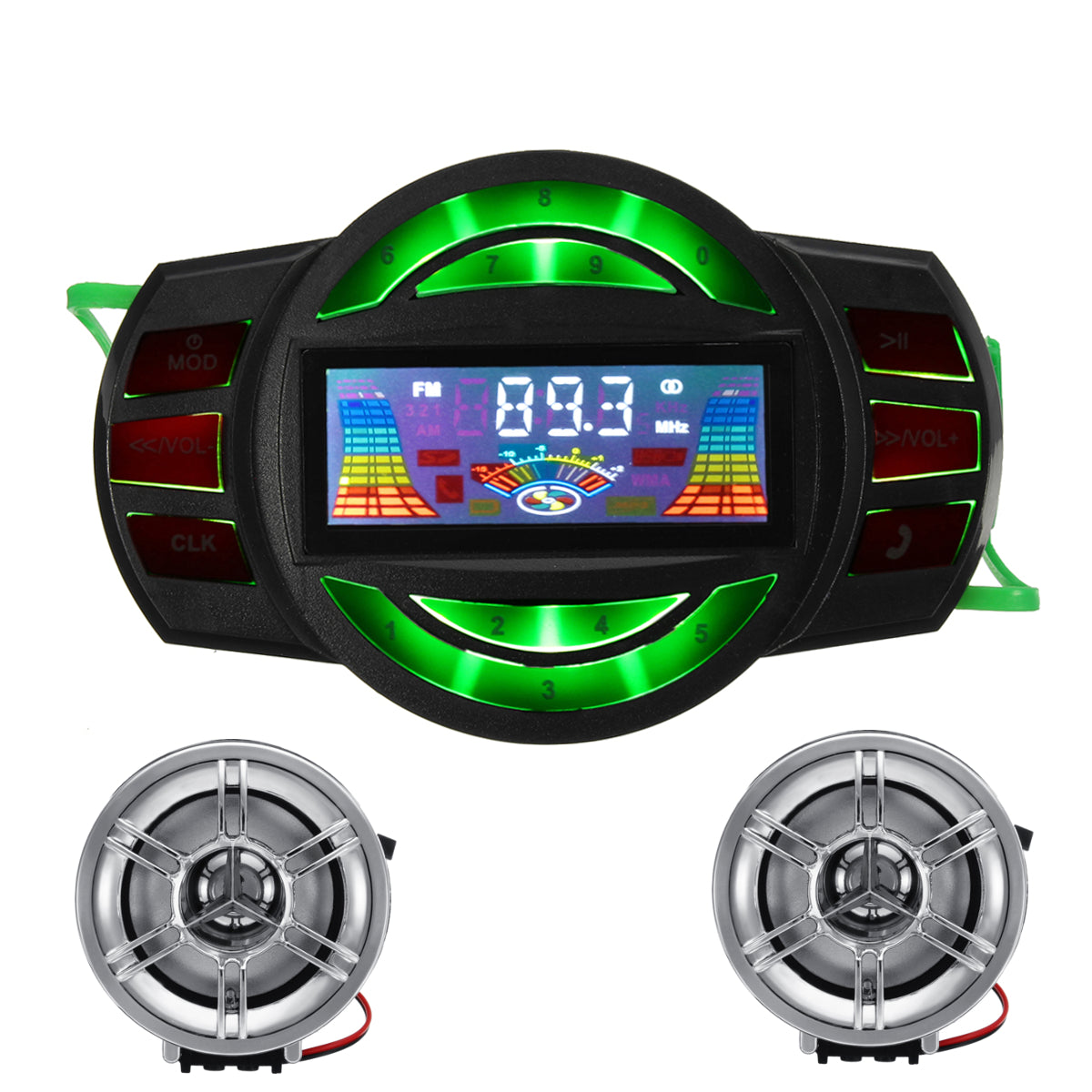 Forest Green Motorcycle Handlebar USB SD FM Radio MP3 Speaker with bluetooth Function