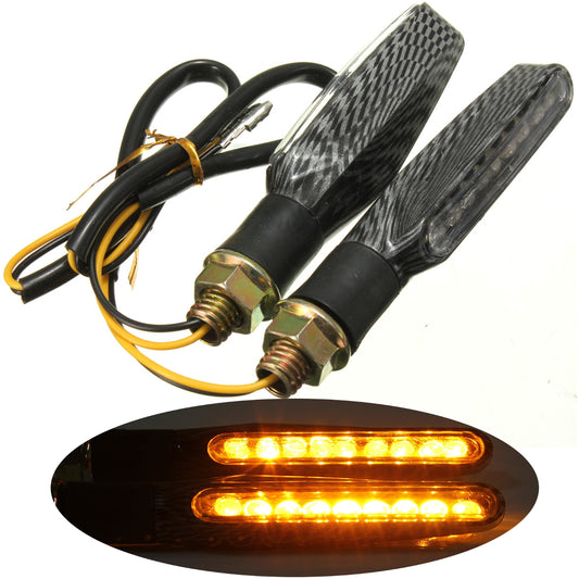 2pcs 9 LED 12V Motorcycle Turn Signal Indicator Lights Amber Lamp Universal - Auto GoShop