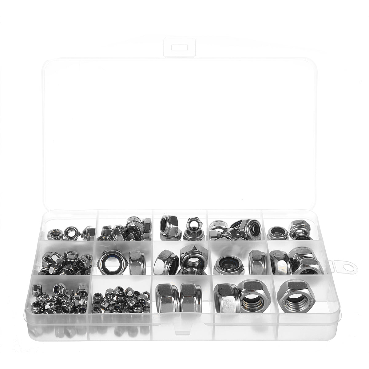 Dark Gray 170Pcs Stainless Steel Lock Nut Assortment M3/4/5/6/8/10/12 Nylon Insert Kit