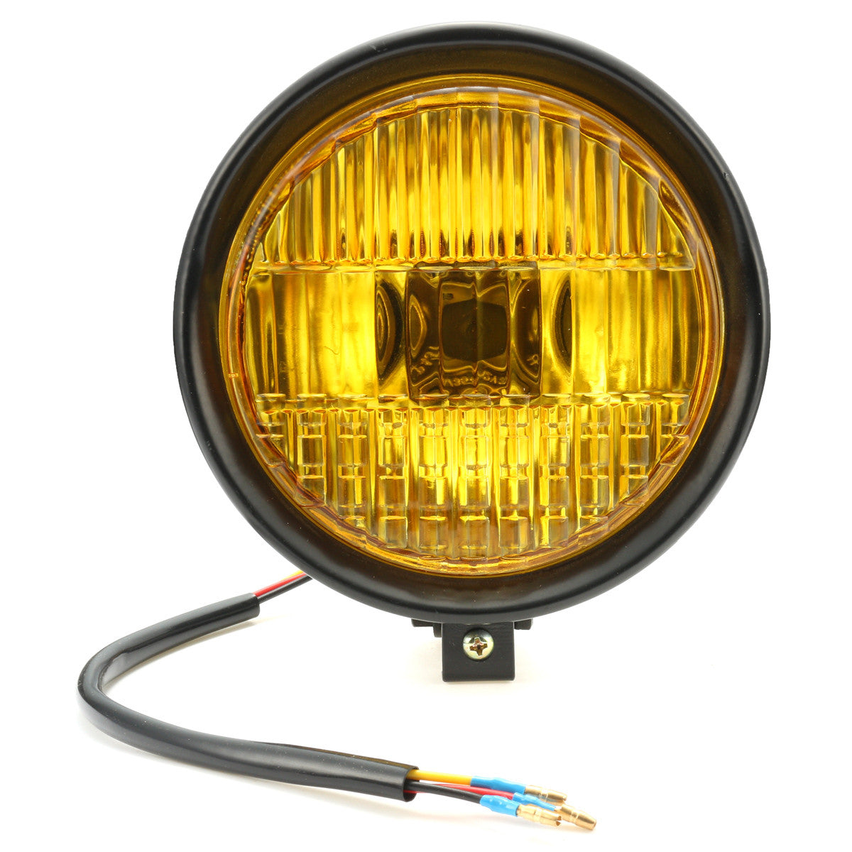 Goldenrod 5.75" Motorcycle Headlight Light Retro Metal Yellow Len For Harley Bobber Chopper