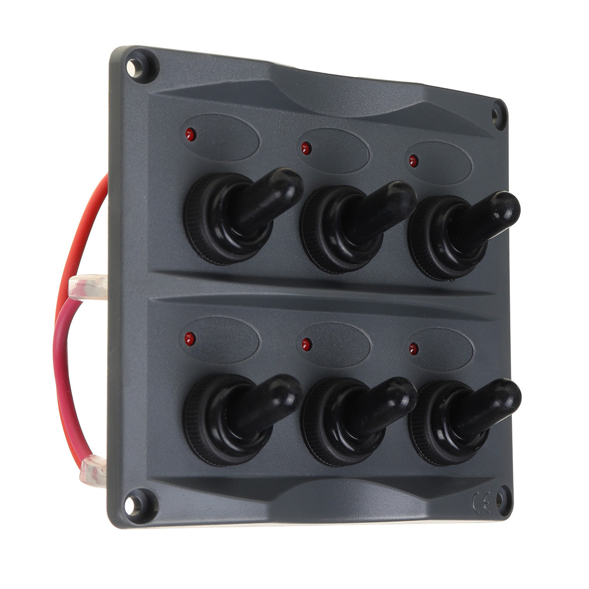 Dark Slate Gray 6 Gang 12V LED Switch Panel Water Resistant Toggle Switches Fuses Boat Marine