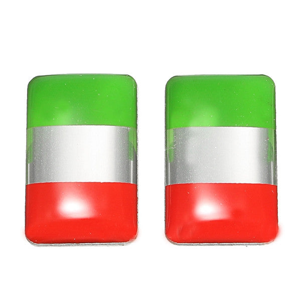 Orange Red Pair Aluminium Italy Flag Badge Emblem Car Sticker Self-adhesive Labeling Decal Decoration