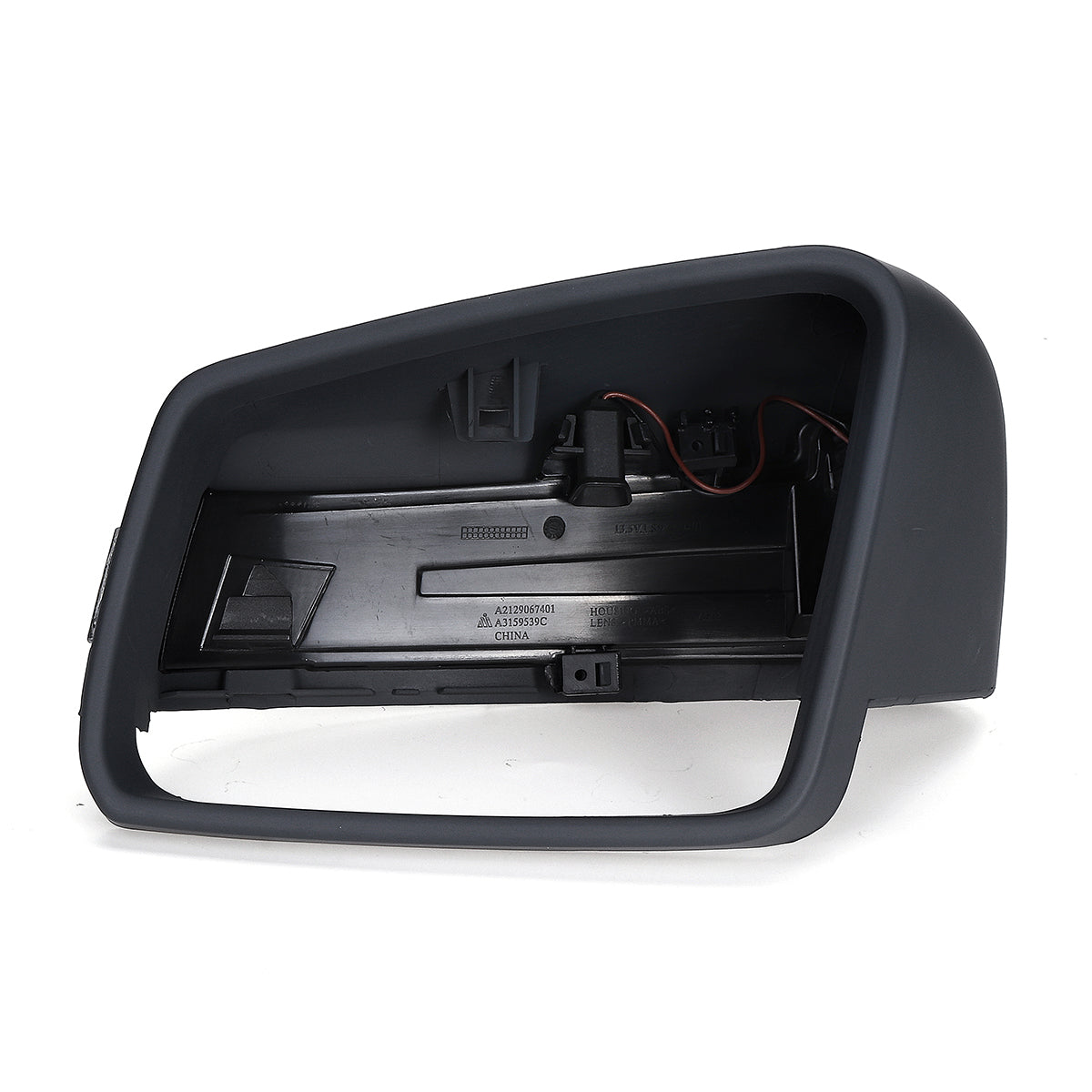 Black Car Side Mirror Replacement Cover Cap Black with LED Turn Signal Light for Benz W212 W204 W221