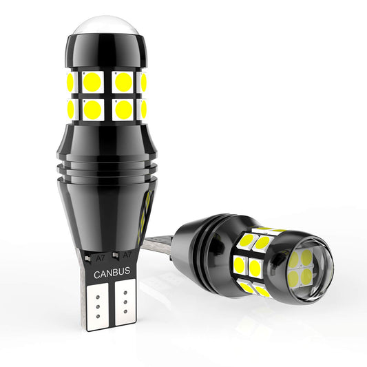 Yellow T15 LED Side Marker Lights Reverse Bulb High Power 730LM 6000K White Canbus Error Free with Projector 2PCS
