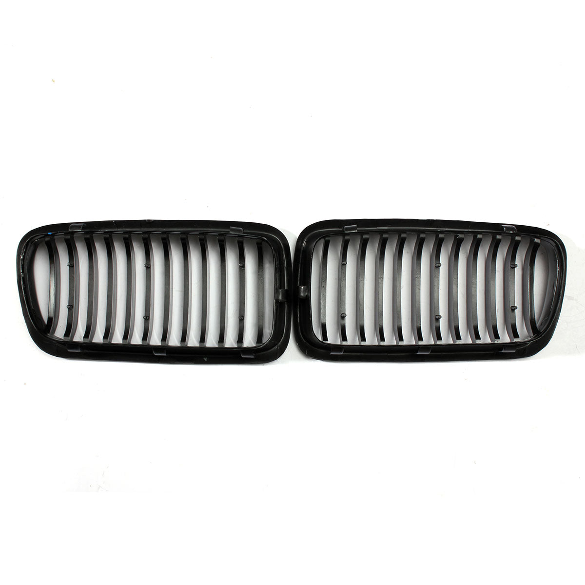 Black Pair ABS Gloss Black Baking Varnish Front Car Grille For BMW E38 97-01