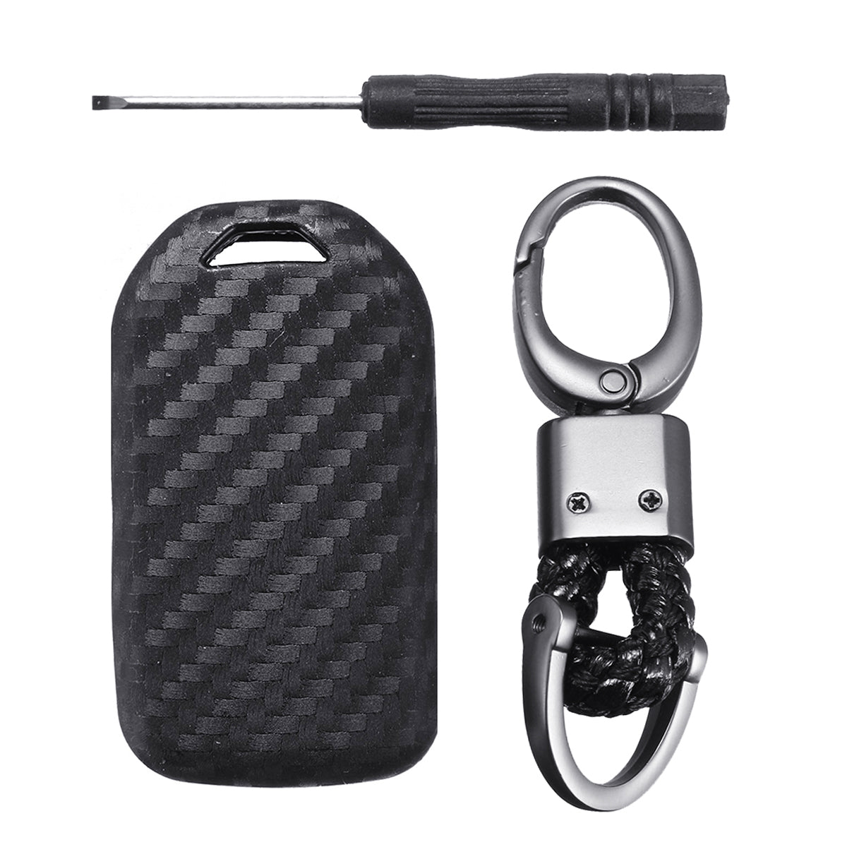 Dark Slate Gray TPU Car Key Case Carbon Fiber Black Cover Keychain For Honda Accord CR-V HR-V Civic