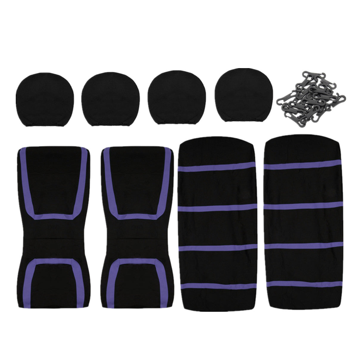 AU Auto Car SUV Seat Covers Full Set Full Front & Rear Head Pillow Case Purple - Auto GoShop