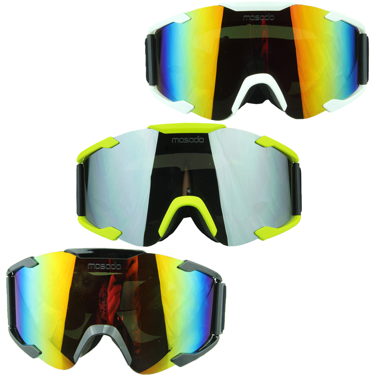 Light Steel Blue Vintage UVA Protective Goggles Motorcycle Motorcross Off Road Racing Colorful Lens
