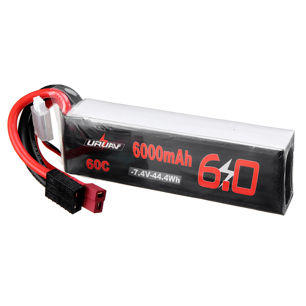 White Smoke URUAV 7.4V 6000mAh 60C 2S Lipo Battery T/TRX Plug for RC Car