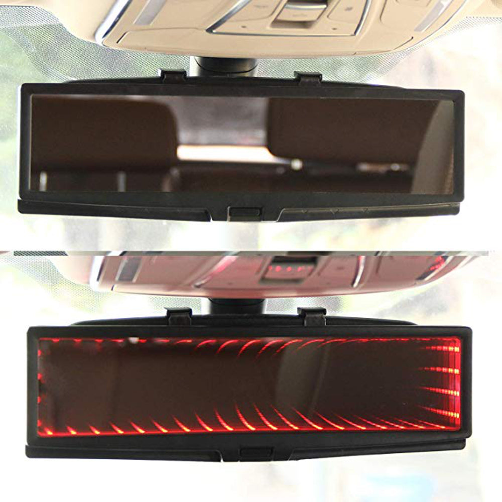 3D Car LED Interior Anti-Glare Rearview Mirror HD Wide Angle Plane Reflector Mirror Adjustable - Auto GoShop