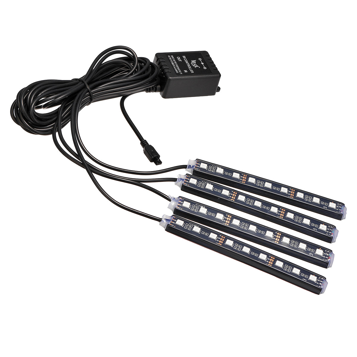 Dim Gray RGB 9 LED Wireless Remote Voice Control Atmosphere Strip Light USB Motorcycle Lamp