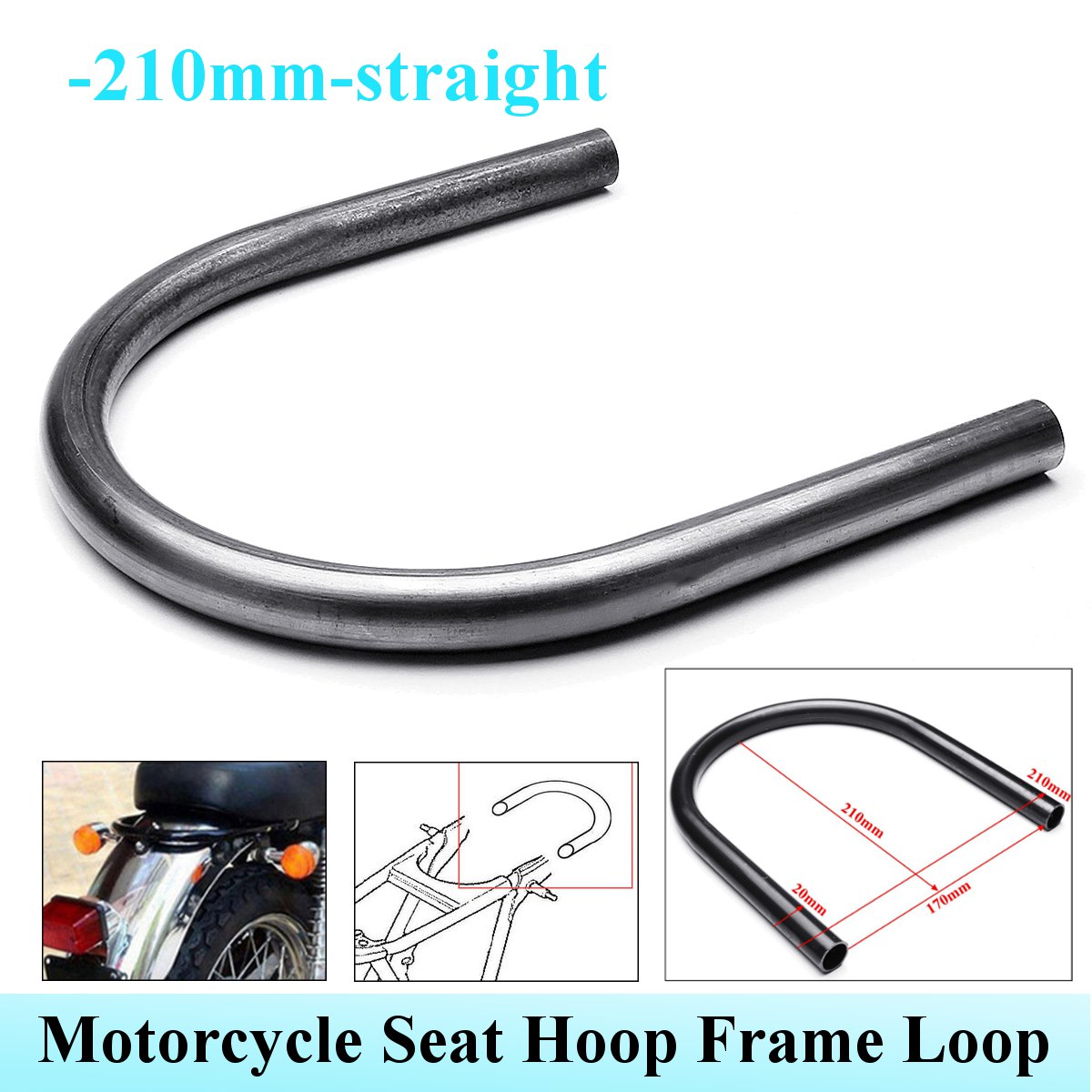 175/210/230mm Straight Curved Motorcycle Rear Seat Hoop Frame For Honda/Kawasaki/Yamaha/Suzuki - Auto GoShop