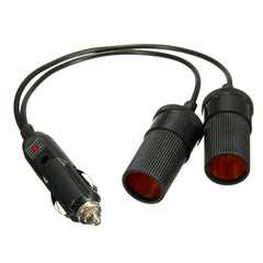 Dark Slate Gray 12-24V 5A Car Dual 2 Way Double Cigarette Lighter Socket Plug Adaptor Adapter