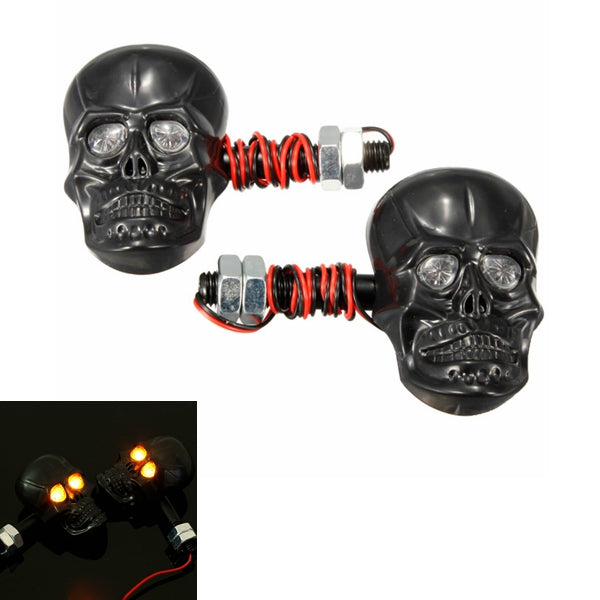 Brown Motorcycle Skeleton Head Skull Turn Signal Light Indicator 12V 0.5W