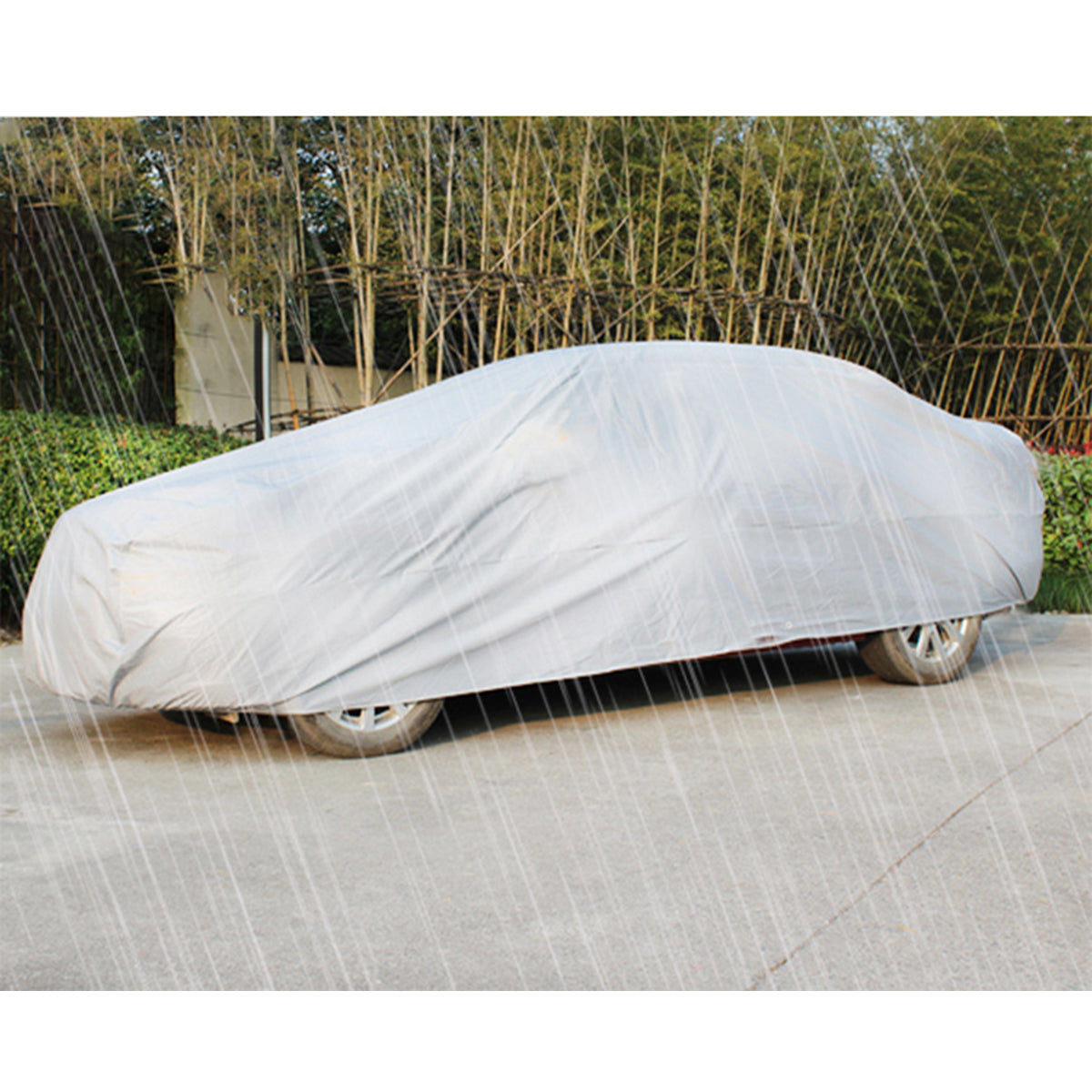 Light Gray Waterproof Outdoor Indoor Universal Full Car Cover UV Protection Dustproof Large