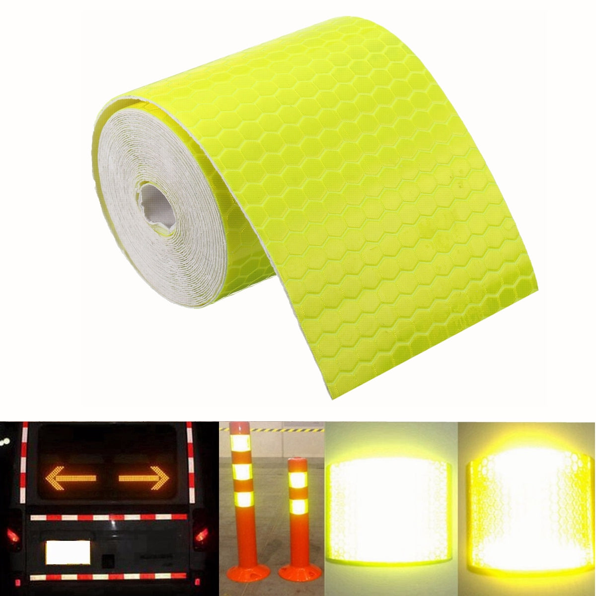 Yellow Green 5cm X 300cm Reflective Safety Warning Conspicuity Tape Film Car Sticker