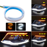 Light Steel Blue Ultra Thin Guide Strip White Daytime Running Lights Amber Turn Lamp Switchback Sequential 2Pcs