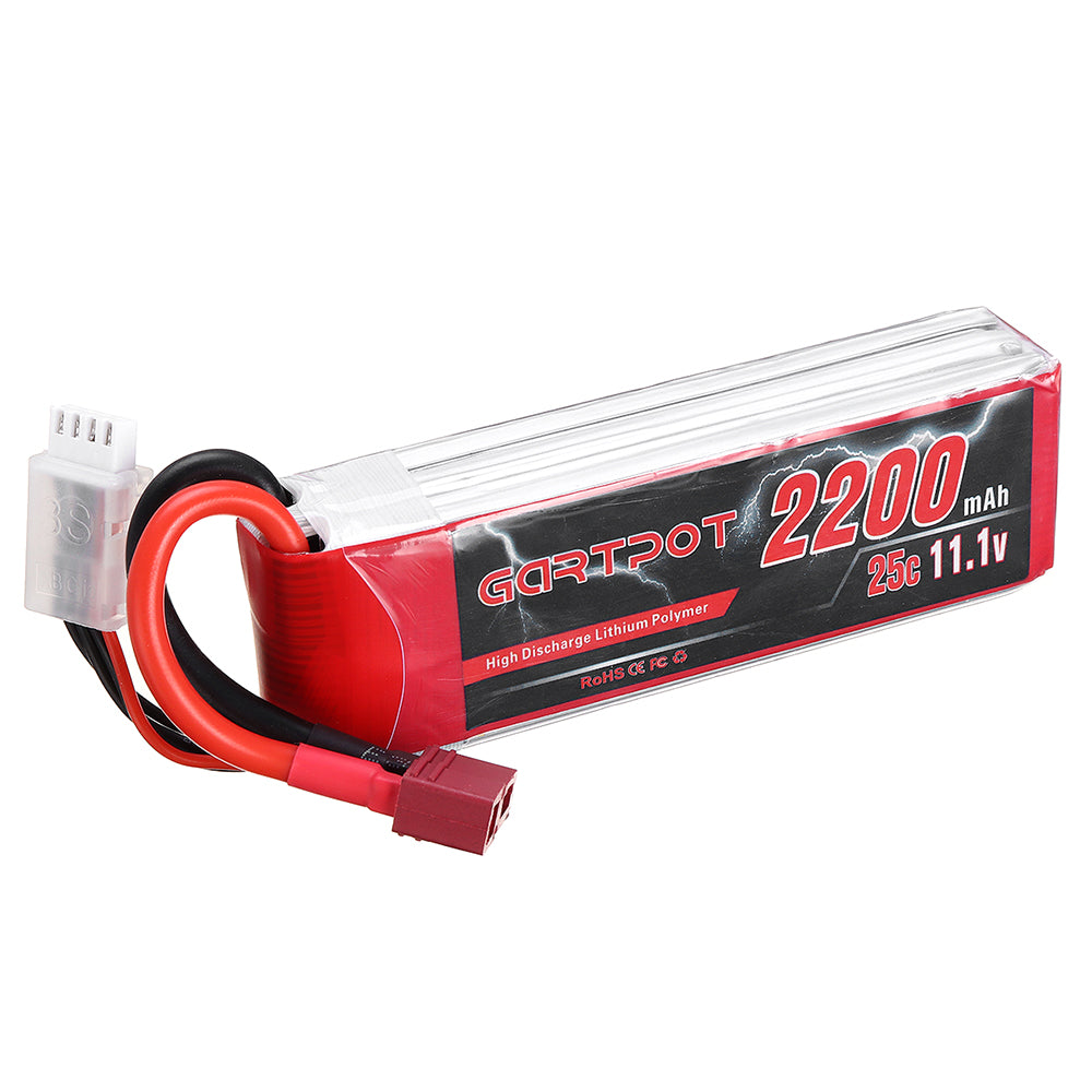 Maroon GARTPOT 11.1V 2200mAh 25C 3S Lipo Battery T Plug for RC Car
