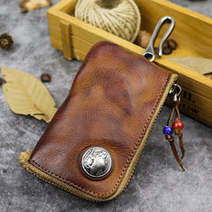 Hand-worn vegetable-tanned leather key case - Auto GoShop