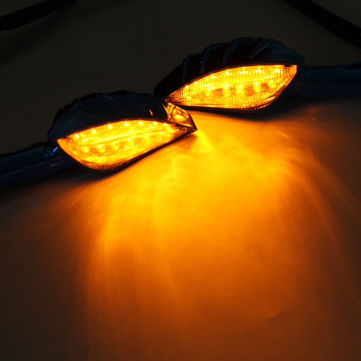 Orange 4pcs Skull Universal Motorcycle Amber Indicator LED Turn Signal Light