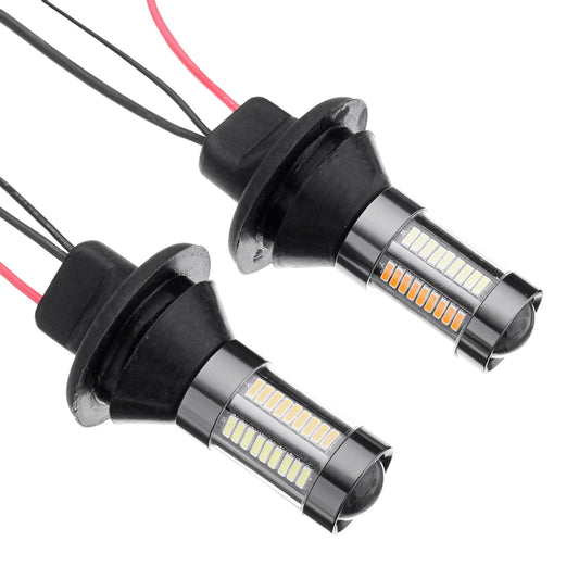 Black 2PCS 1156 Bau15s/Ba15s LED Turn Signal Lights Dual-Color Switchback DRL Bulb with CANBUS Decoder