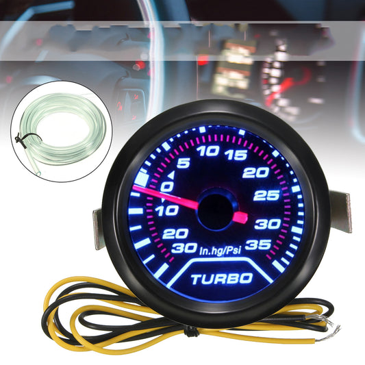 Universal 52mm 2″ LED Turbo Boost Pressure Gauge Smoked Dials Face Psi - Auto GoShop