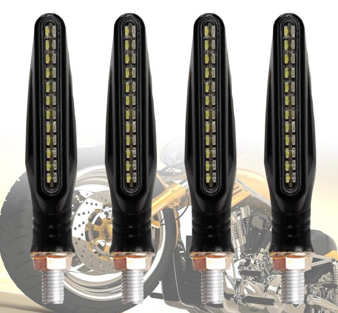 Black 2020 Newest 4x Universal flowing water flickering led motorcycle turn signals Indicators Flexible Blinkers Foldable Amber light lamp