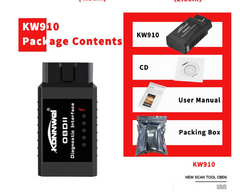 Red KONNWEI KW910 supports the full protocol ELM327 OBD2 vehicle fault diagnosis instrument detector tool