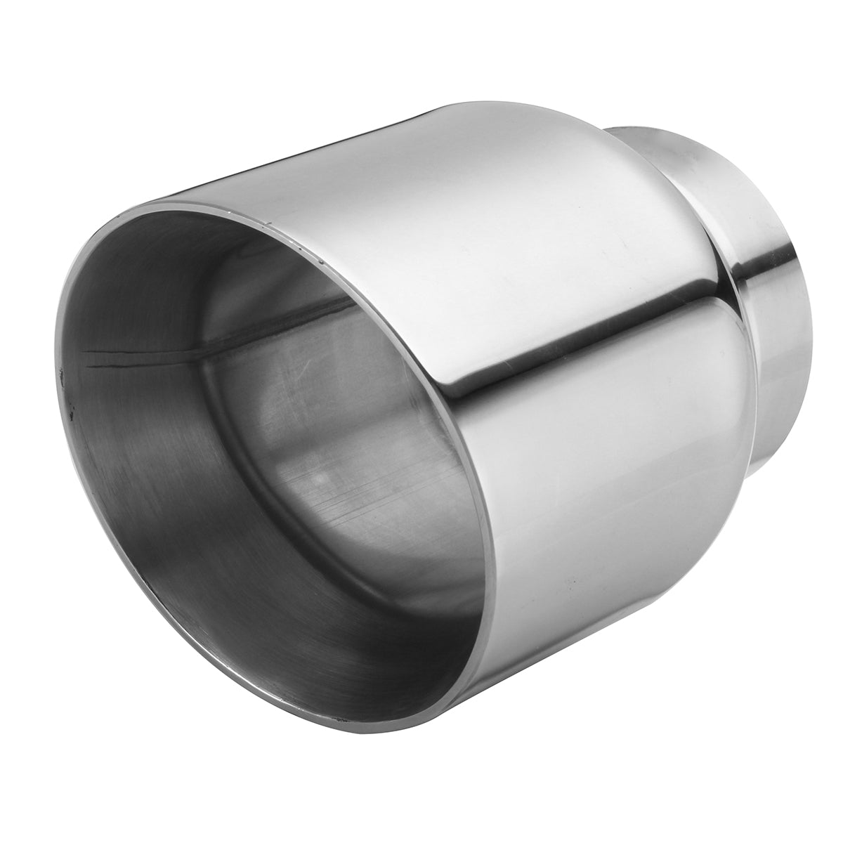 Universal Stainless Steel Exhaust Muffler Double Wall Round Slant 3 Inch Inelt 4 Inch Outlet - Auto GoShop