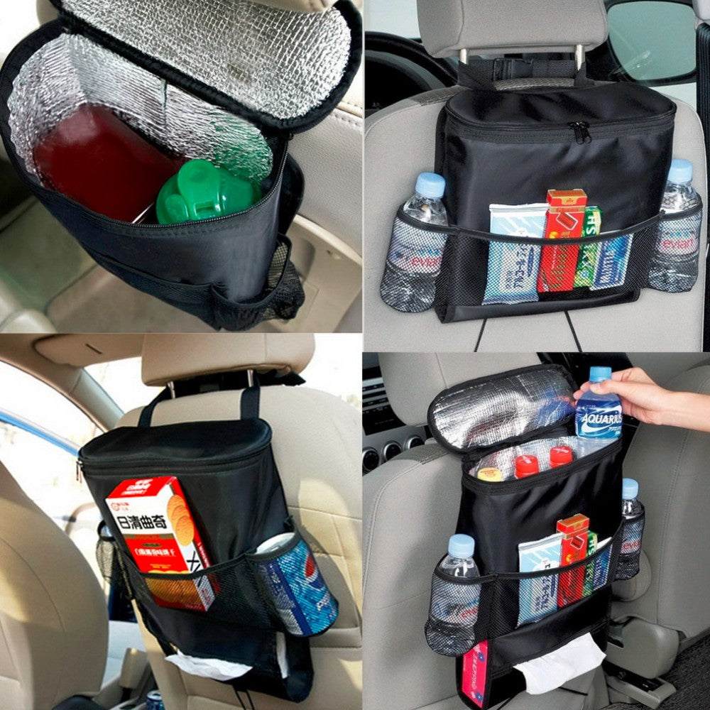 Gray Universal Car Auto Seat Back Auto Car Seat Organizer Multi-Pocket Storage Bag Organizer Holder Travel Hanger (Black)